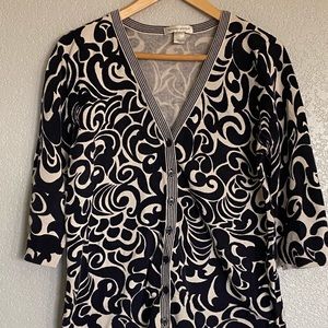 CHRISTOPHER & BANKS Women’s Navy Print Cardigan